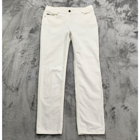 Chico's Pants Womens 0.5 S/6 White Stretch Corduroy Mid Rise Slim Straight Leg - Picture 1 of 14